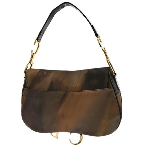 Christian Dior Brown Nylon Double Saddle Handbag RU0061 126277 - Picture 2 of 10
